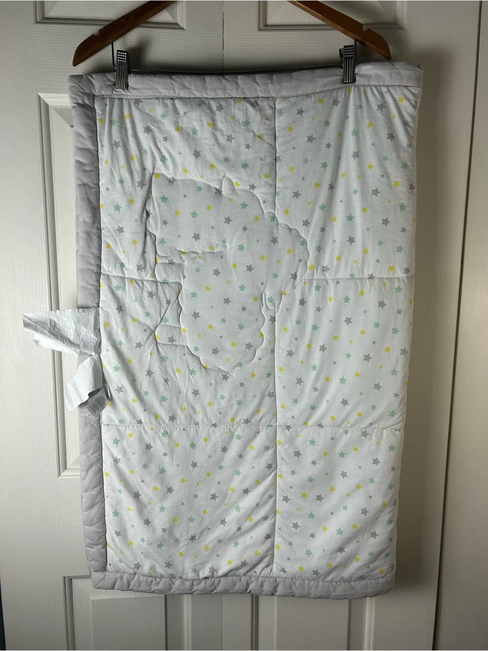 Child of Mine by Carter's Lamb Stars Baby Blanket Comforter Quilt Gray White